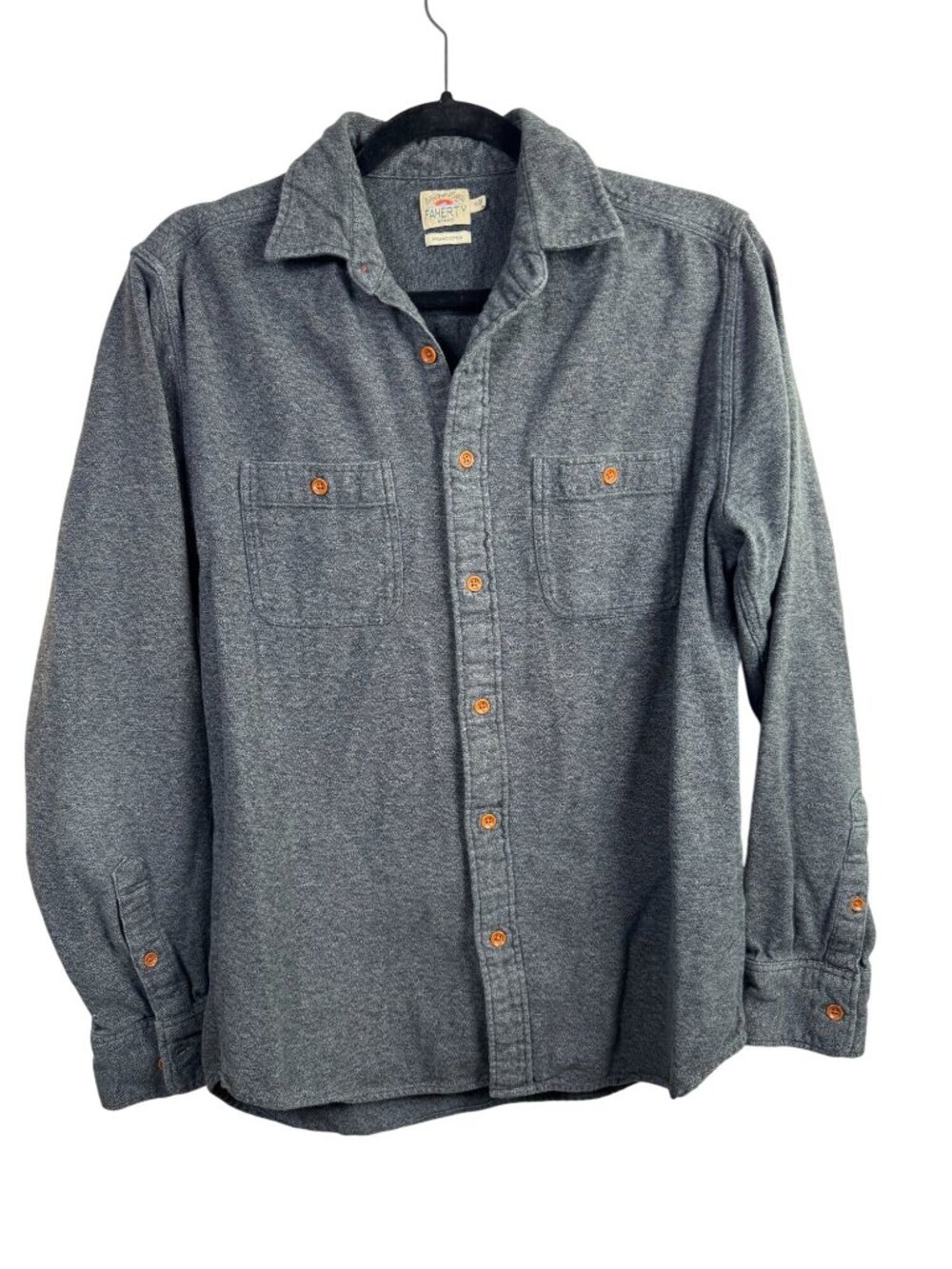 Faherty Mens The Legend 100% Organic Cotton Button-Up Sweater Shirt Gray Medium